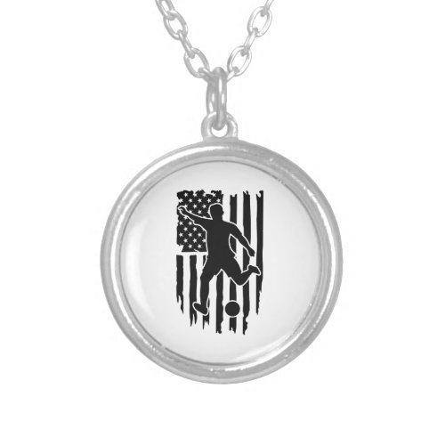 American Flag Soccer ShirtAmerican Flag Soccer Shi Silver Plated Necklace