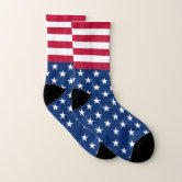 USA flag red white blue sparkles glitters Monogram Socks