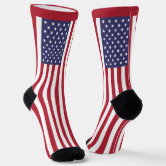 USA flag red white blue sparkles glitters Monogram Socks