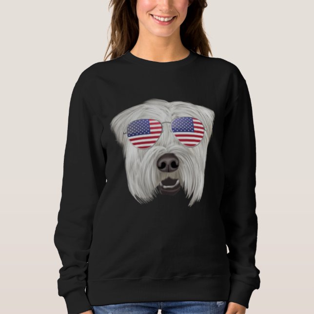 American Flag Soft Coated Wheaten Terrier Dog Amer Sweatshirt (Front)