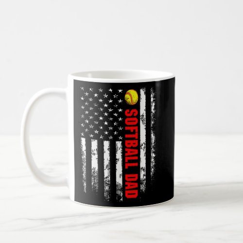 American Flag Softball Dad Backside Essential  Coffee Mug