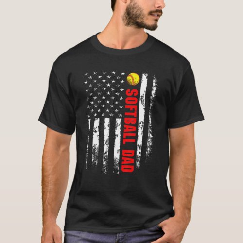 American Flag Softball Dad Backside Essential T_Shirt