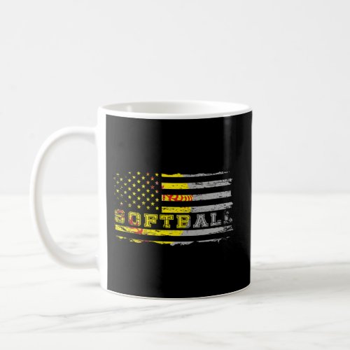 American Flag Softball Team Mens Softball Dad Fast Coffee Mug