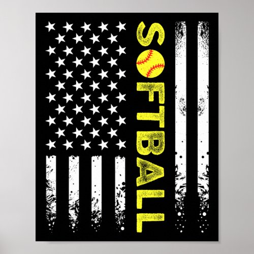 American Flag Softball Team  Poster