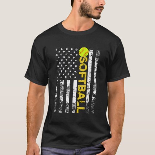 American Flag Softball Team T_Shirt