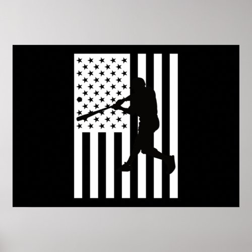 American Flag Softball Tee USA Poster