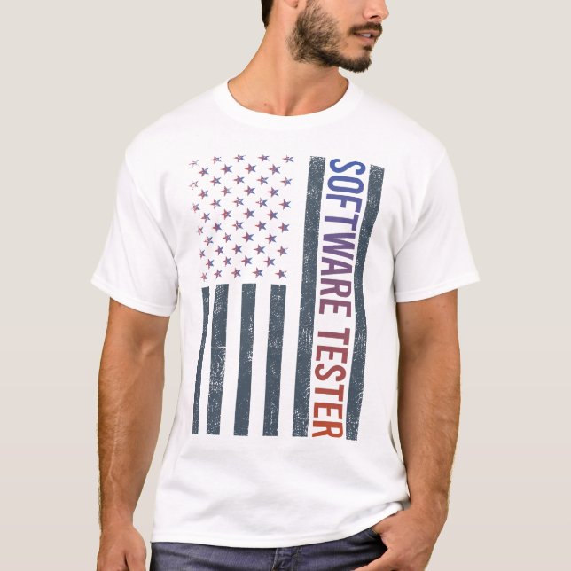 American Flag - Software Tester T-Shirt (Front)