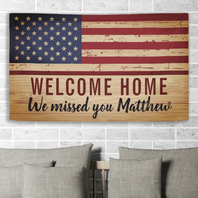 American Flag Soldier Military Welcome Home Party Banner Zazzle   American Flag Soldier Military Welcome Home Party Banner R 9dvn8 630 