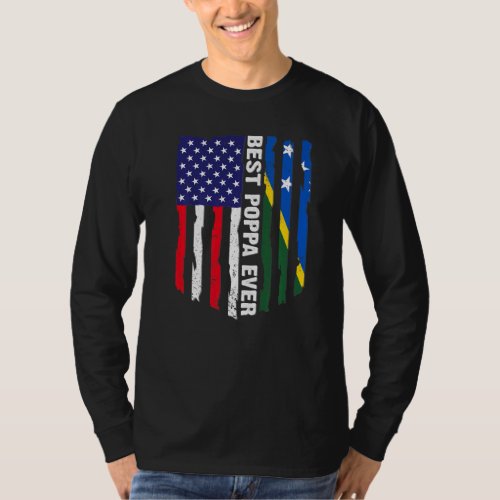 American Flag  Solomon Islands Flag Best Poppa Ev T_Shirt