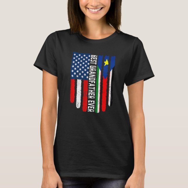American Flag South Sudan Flag Best Grandfather Ev T-Shirt (Front)