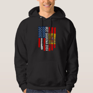 American Flag & Spain Flag Best Grandma Ever Famil Hoodie