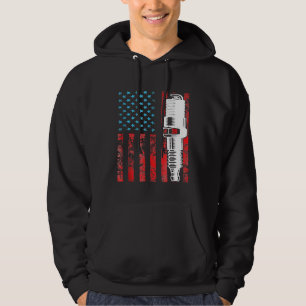 American Flag Spark Plug Vintage Car Usa Hoodie