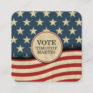 American Flag Square Business Card