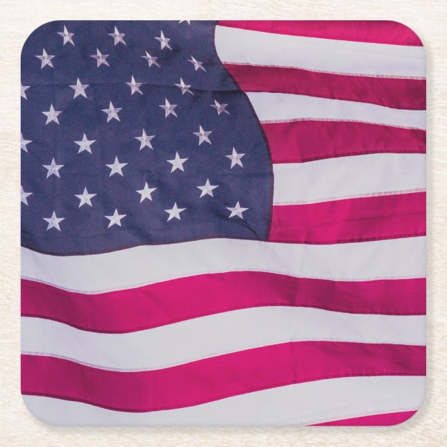 American Flag Square Paper Coaster (Front)