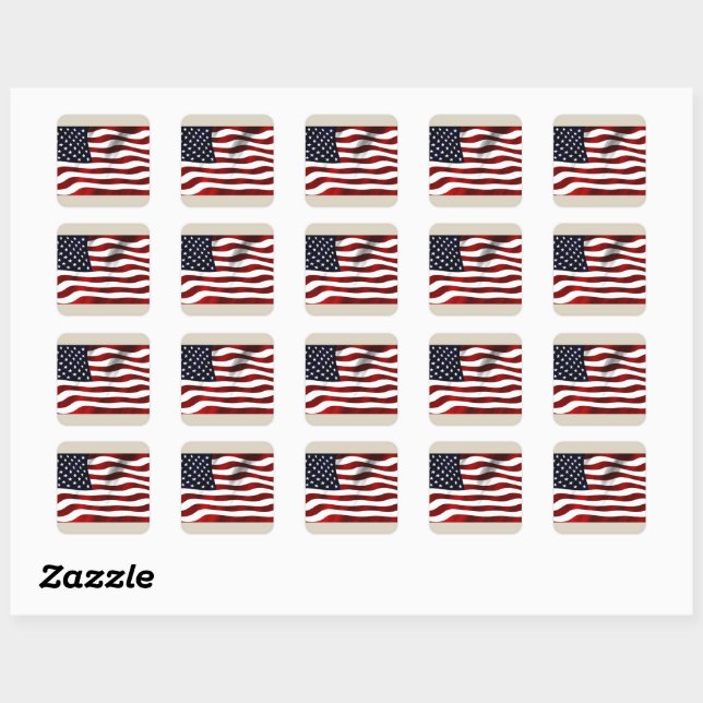 American flag square sticker (Sheet)