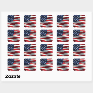 American flag  square sticker