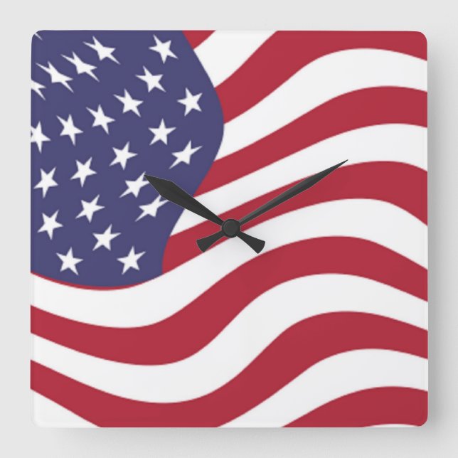 AMERICAN FLAG SQUARE WALL CLOCK (Front)