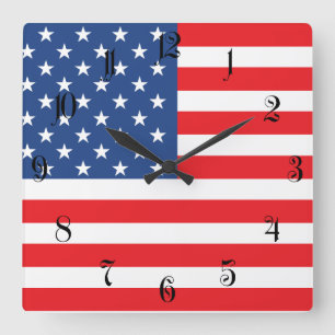 American Flag Square Wall Clock
