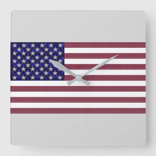 American Flag Square Wall Clock