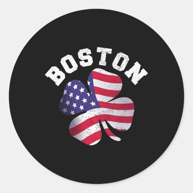 American Flag St. Patricks Day Clic Boston Name St Classic Round Sticker (Front)