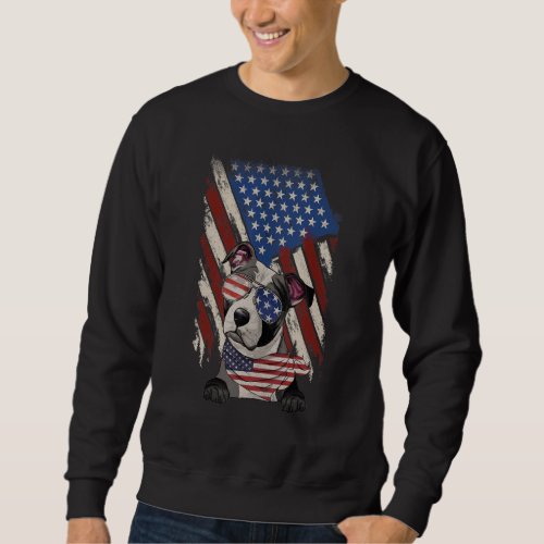 American Flag Staffordshire Bull Terrier Dad Mom 4 Sweatshirt