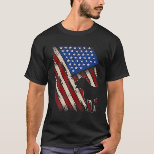 American Flag Staffordshire Bull Terrier Dog 4Th O T_Shirt