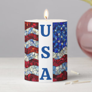 American Flag Stained Candle