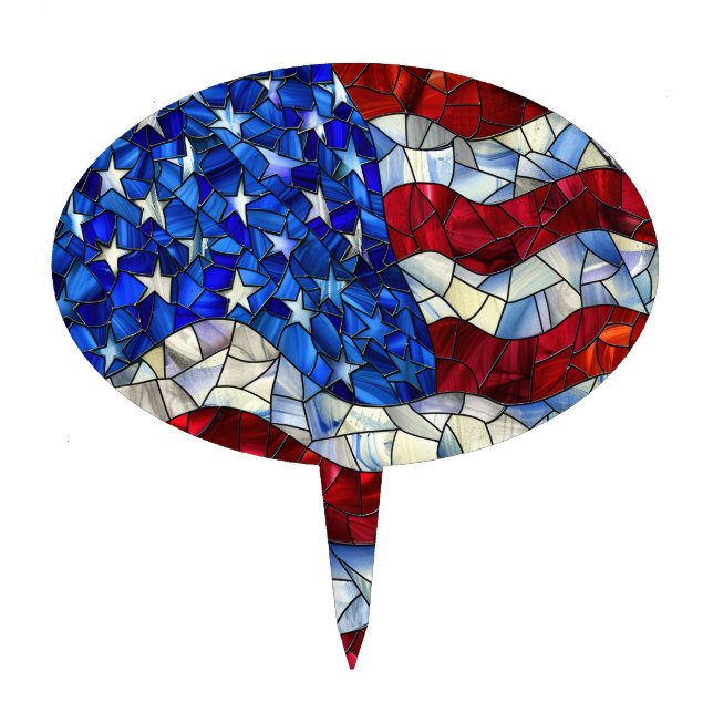 American Flag Stained Glass Cake Topper (Front)