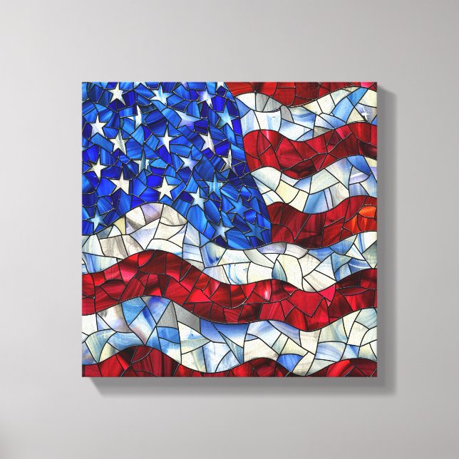 American Flag Stained Glass Canvas Print (Front)