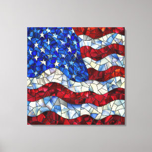 American Flag Stained Glass Canvas Print