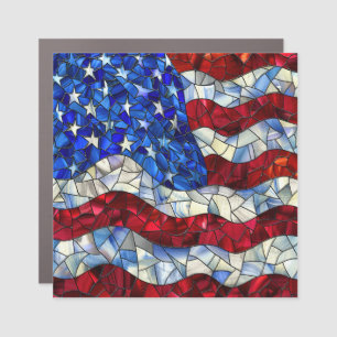 American Flag Stained Glass Car Magnet