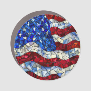 American Flag Stained Glass Car Magnet