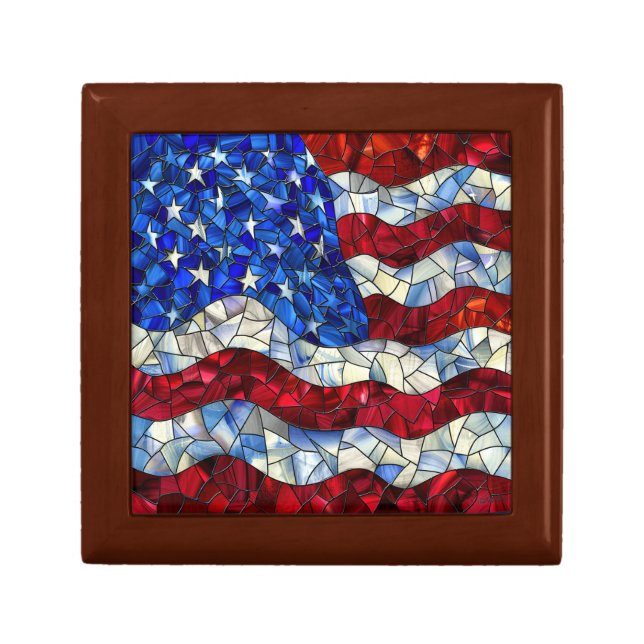 American Flag Stained Glass Gift Box (Front)