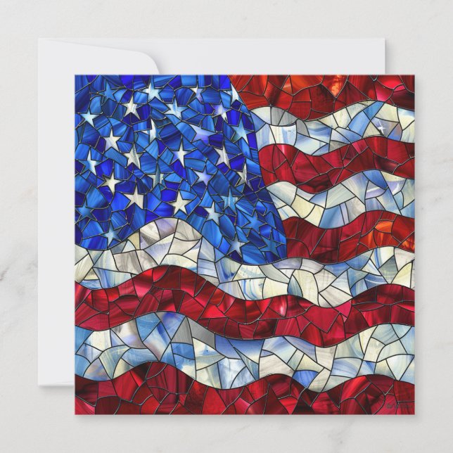 American Flag Stained Glass Greeting Card (Front)
