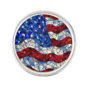 American Flag Stained Glass Lapel Pin