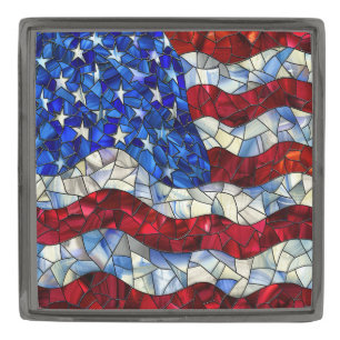 American Flag Stained Glass Lapel Pin