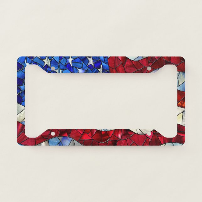 American Flag Stained Glass License Frame (Front)