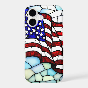 American Flag Stained Glass Mosaic Patriotic  iPhone 17 Case