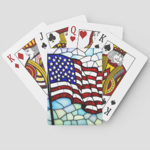 American Flag Stained Glass Mosaic Patriotic Poker Cards