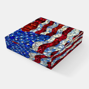 American Flag Stained Glass Paperweight