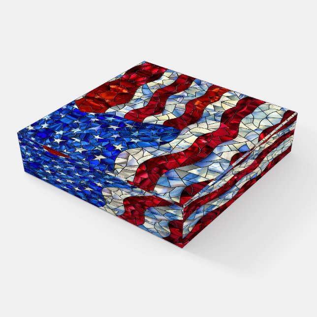 American Flag Stained Glass Paperweight (Angled)