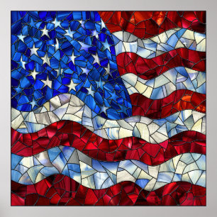 American Flag Stained Glass Poster