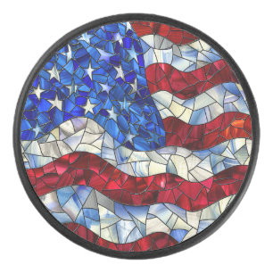 American Flag Stained Glass Puck