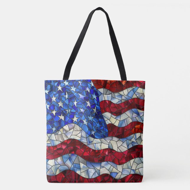 American Flag Stained Glass Tote Bag (Front)