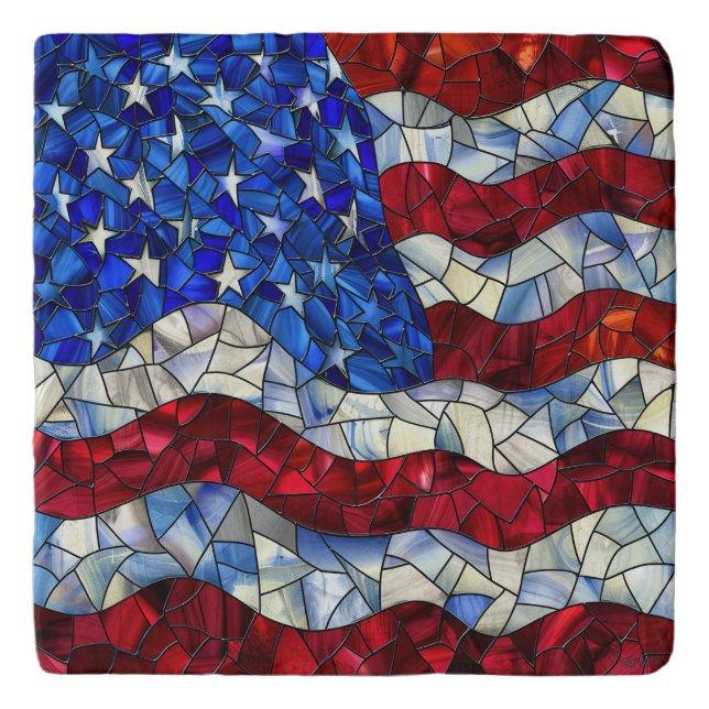American Flag Stained Glass Trivet (Front)