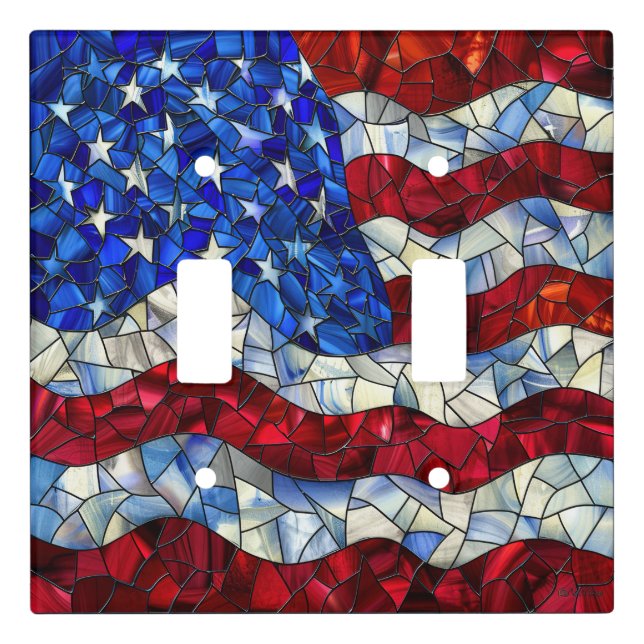 American Flag Stained Glass Wall Plate (Front)