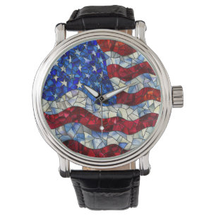 American Flag Stained Glass Watch