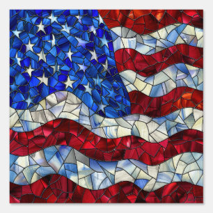 American Flag Stained Glass Yard Sign