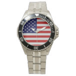 American Flag Stainless Steel Bracelet Watch at Zazzle
