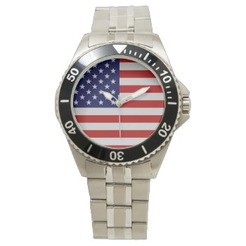 American Flag Stainless Steel Bracelet Watch by usadesignstore at Zazzle